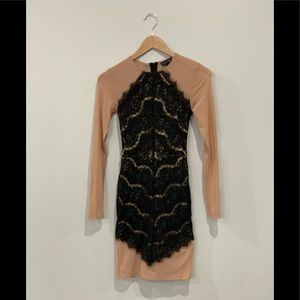Topshop nude and black lace dress.